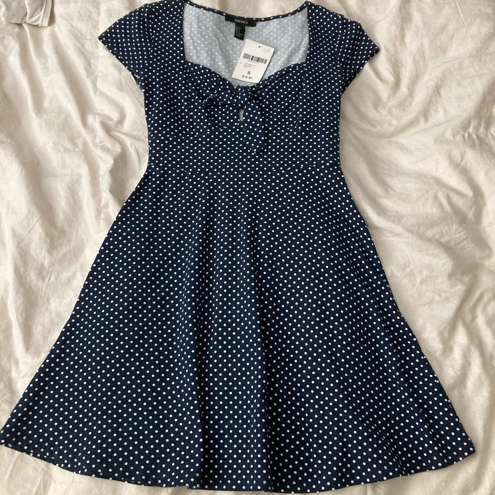 Retro polka dot skater dress with tie